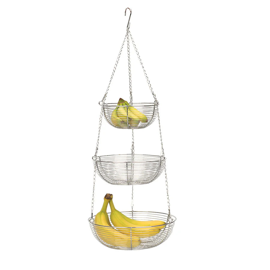 Chrome Woven Wire Hanging Basket