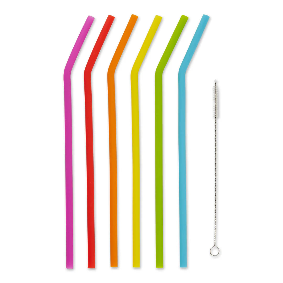 10" Silicone Straws w/ Brush s/6