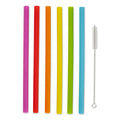 10" Silicone Smoothie Straws w/ Brush s/6