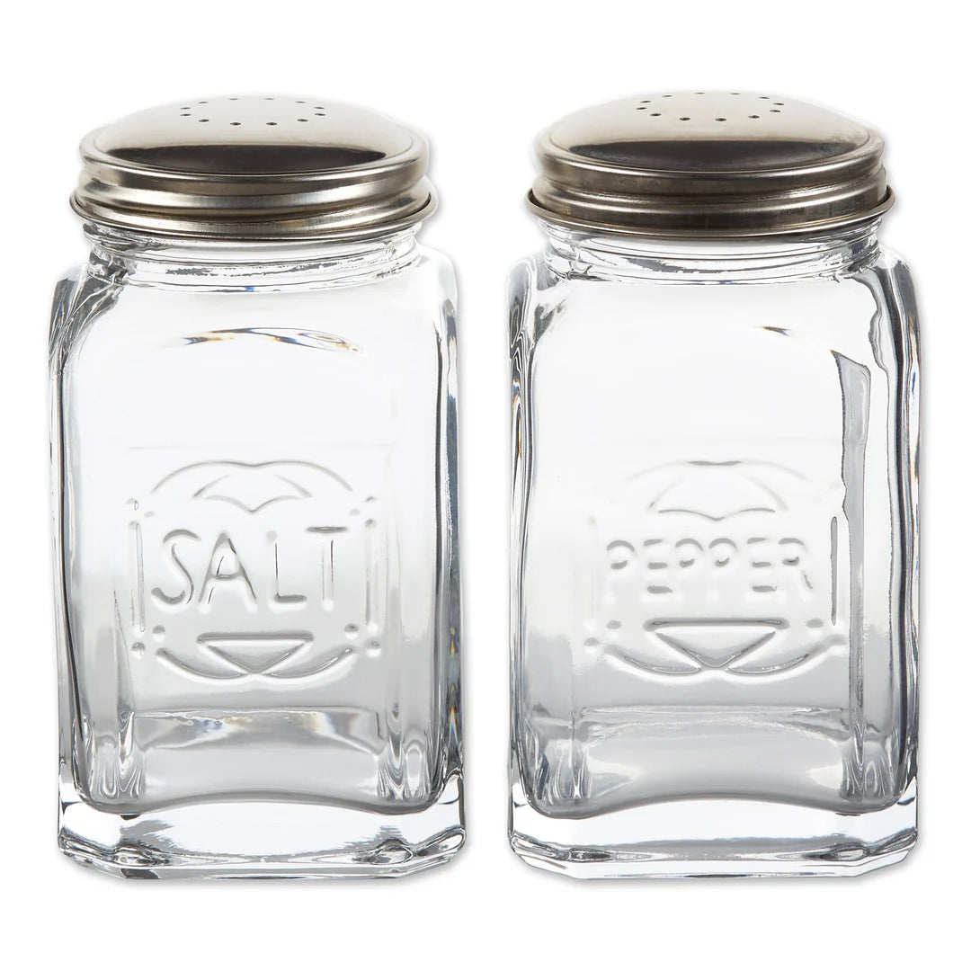 Retro Glass Salt & Pepper Shaker Set Clear