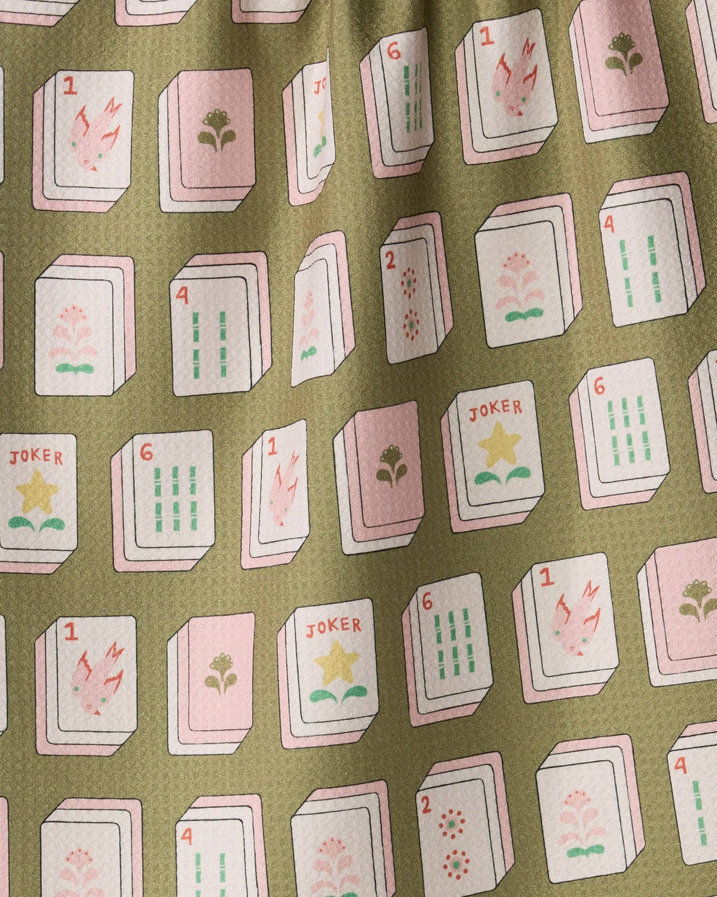 Flower Tiles Tea Towel - Mahjong