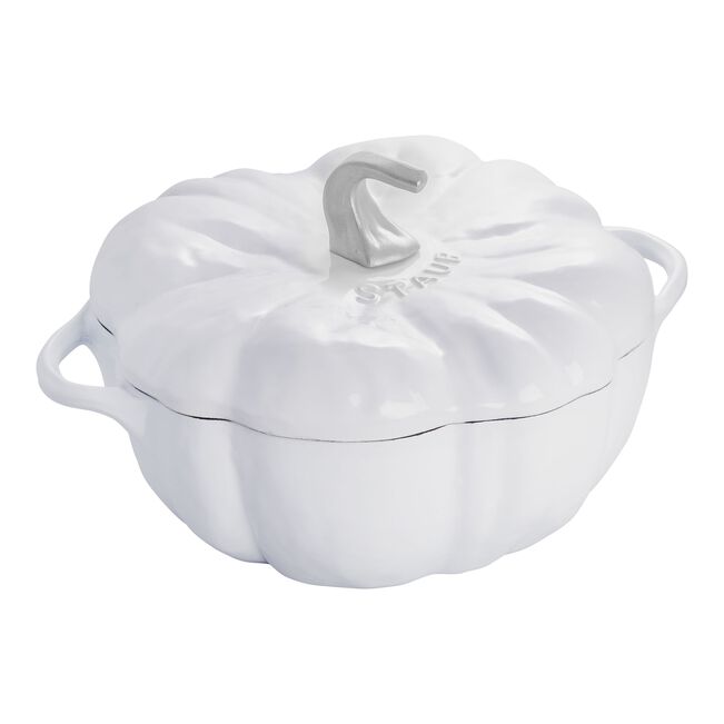 Pumpkin Dutch Oven Cocotte - 3.5 Qt. White w/ Stainless Stem