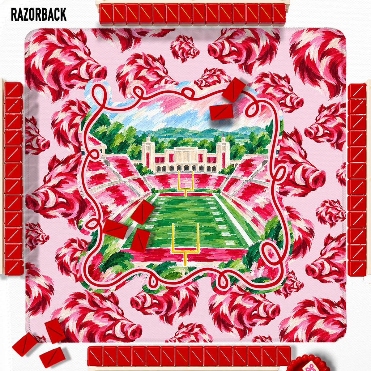 Mahjong Mat 31", Football, Elephant, Bulldog, Rebel, Tigers