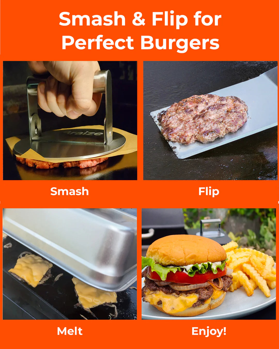 Smash Burger Press Kit with Melting Dome