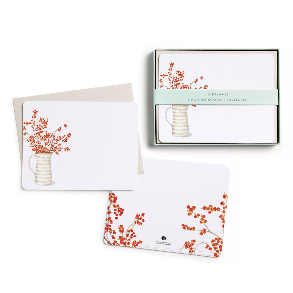 Autumn Berry Pitcher Flat Notecard Set, 8 Cards & Envelopes
