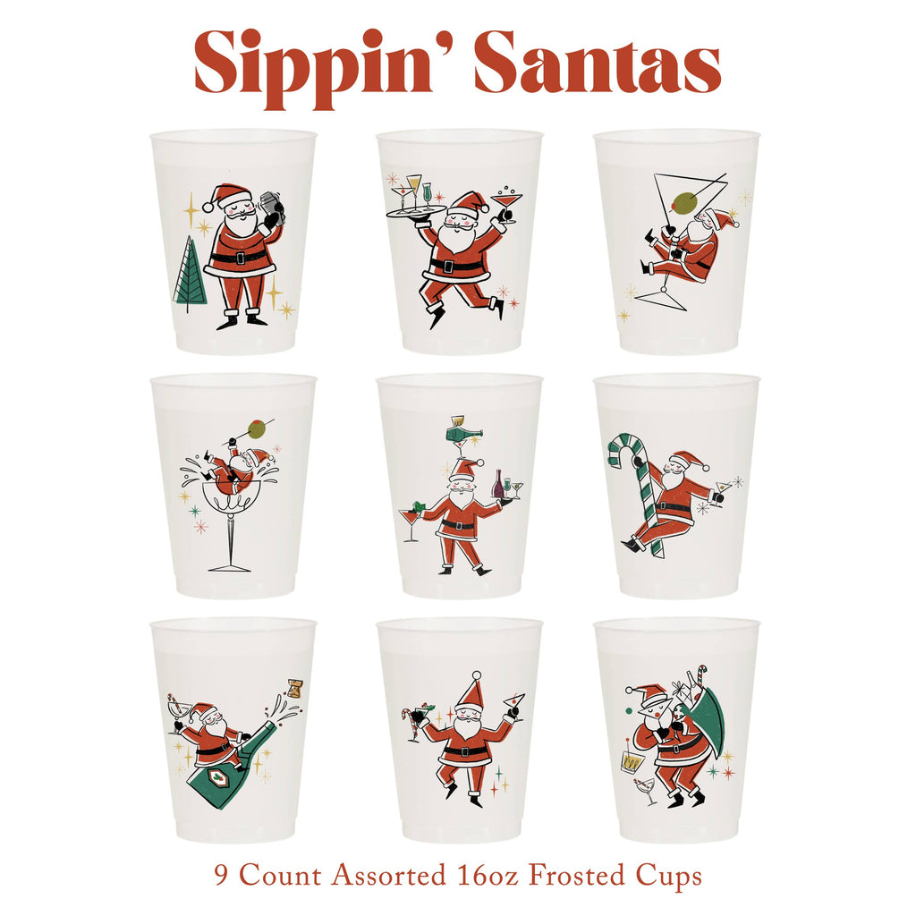 Sippin' Santas Frosted Cups / 9 Cups - Christmas
