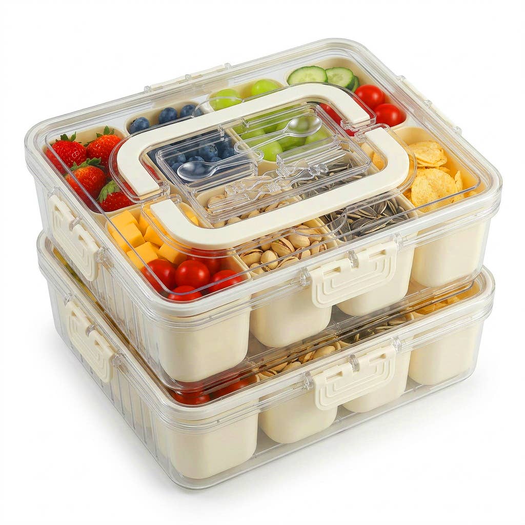 Trust Bliss Snackle Box Container – 2 Pack with Utensil Tray