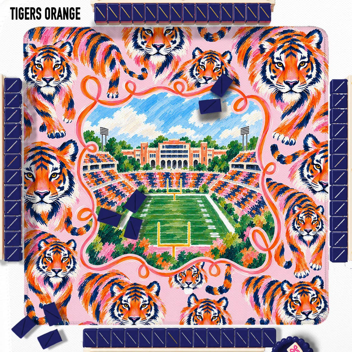 Mahjong Mat 31", Football, Elephant, Bulldog, Rebel, Tigers