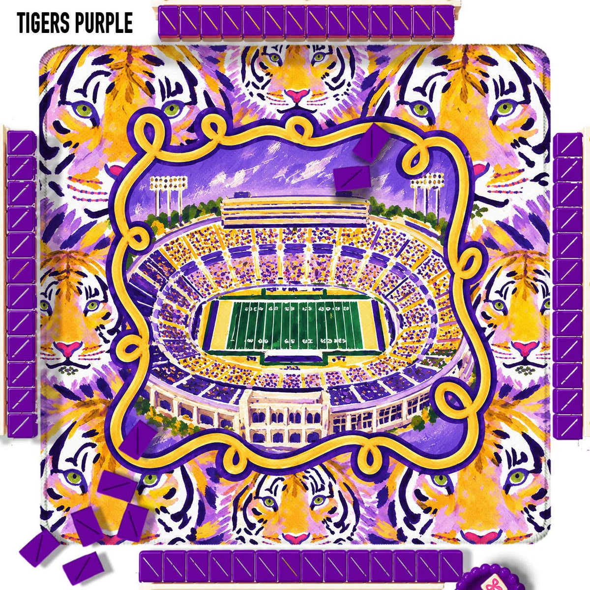Mahjong Mat 31", Football, Elephant, Bulldog, Rebel, Tigers