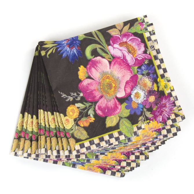 Cocktail Napkins : Black Floral Market