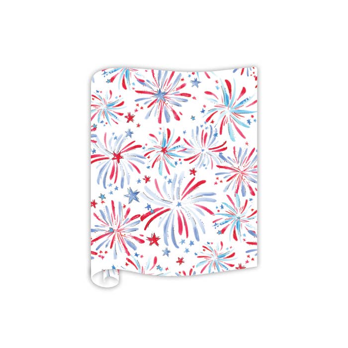 Handpainted Red White and Blue Fireworks Table Runner