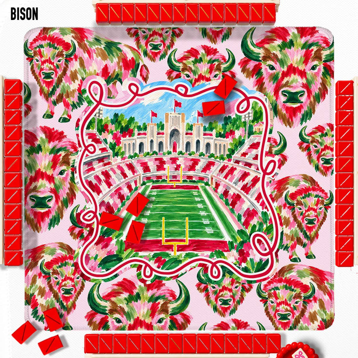 Mahjong Mat 31", Football, Elephant, Bulldog, Rebel, Tigers