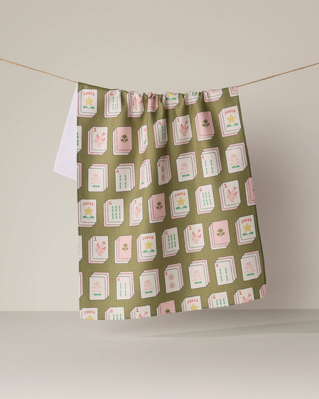 Flower Tiles Tea Towel - Mahjong