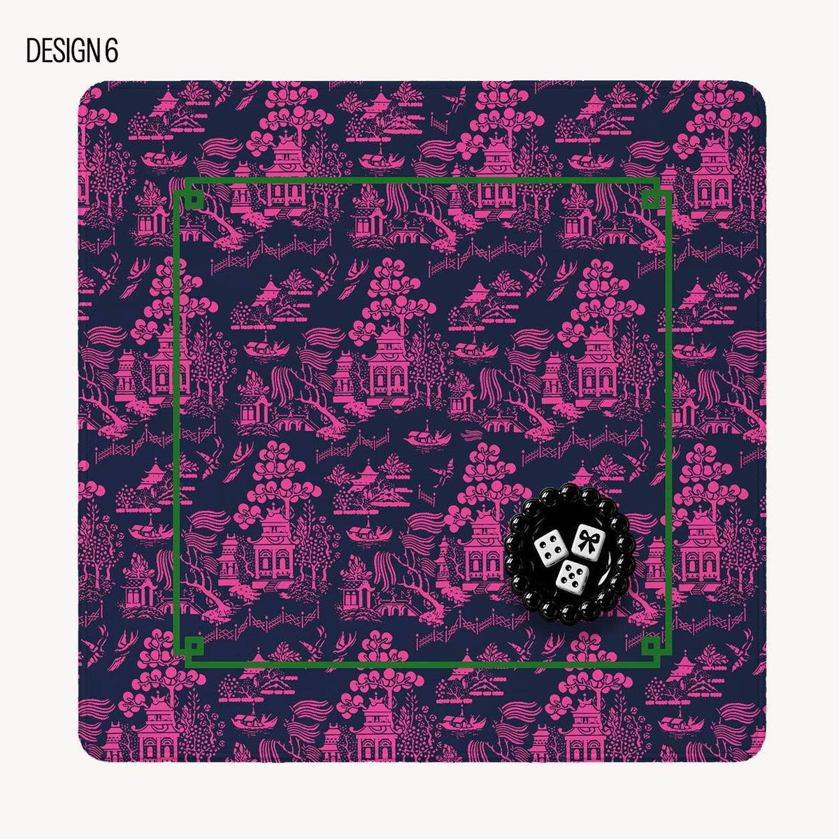 Mahjong Mat 31", Neoprene, Chinoiserie, Ginger Jar, Pagoda