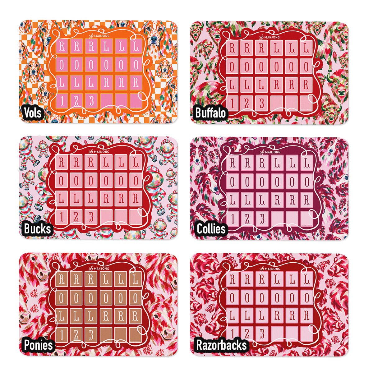 Mahjong Solo Practice Mats, Neoprene, Mix-n-Match Football