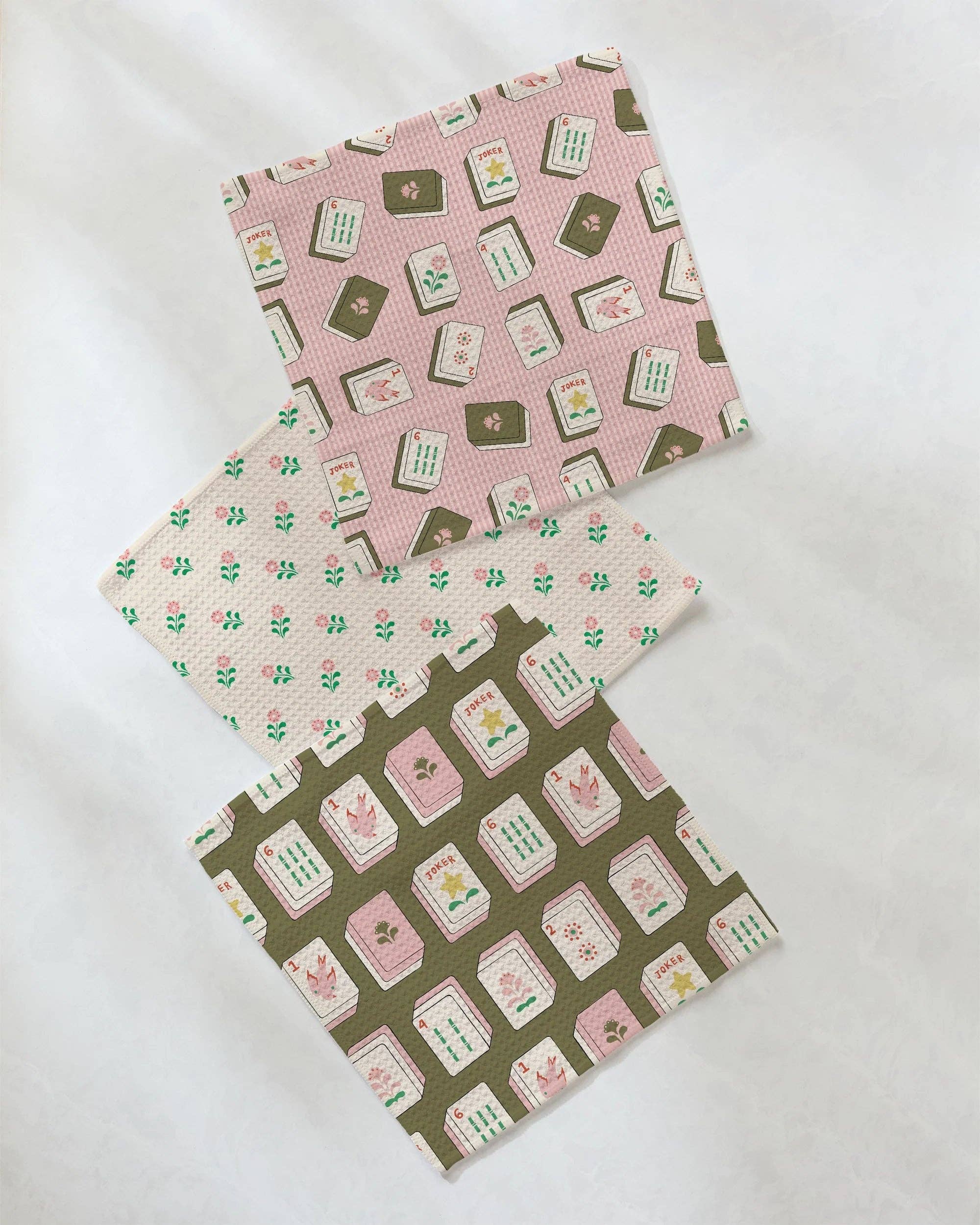 Flower Tiles Dishcloth Set - Mahjong