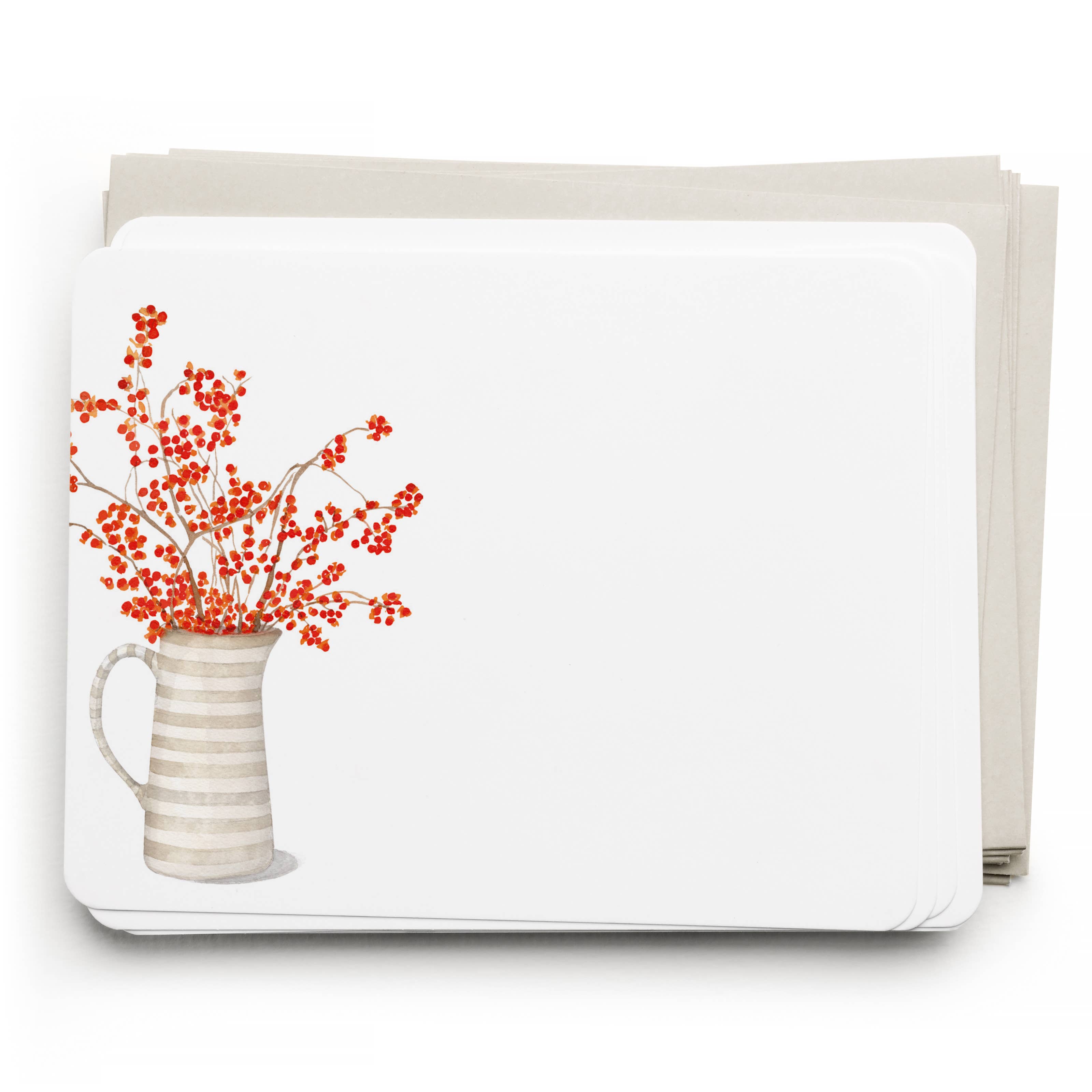 Autumn Berry Pitcher Flat Notecard Set, 8 Cards & Envelopes