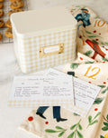 Beige Gingham Tin Recipe Box