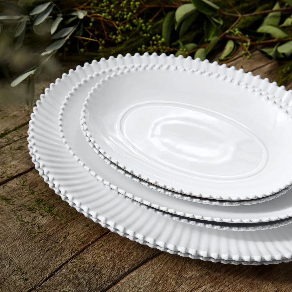 Pearl White Oval Platter 20"