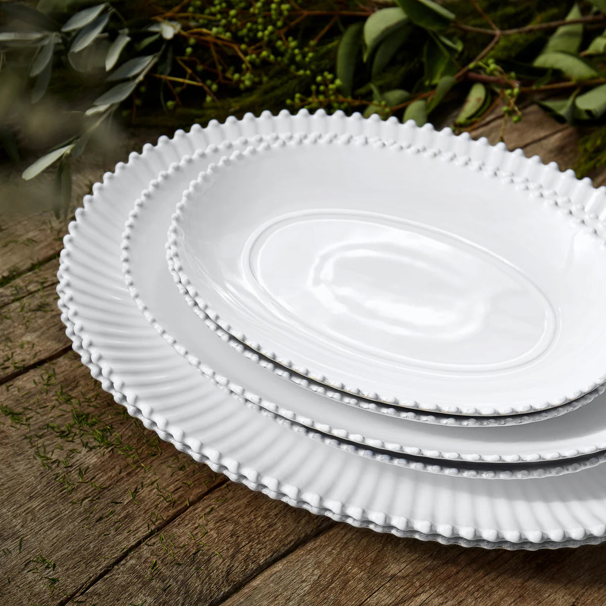 Pearl White Oval Platter 20"