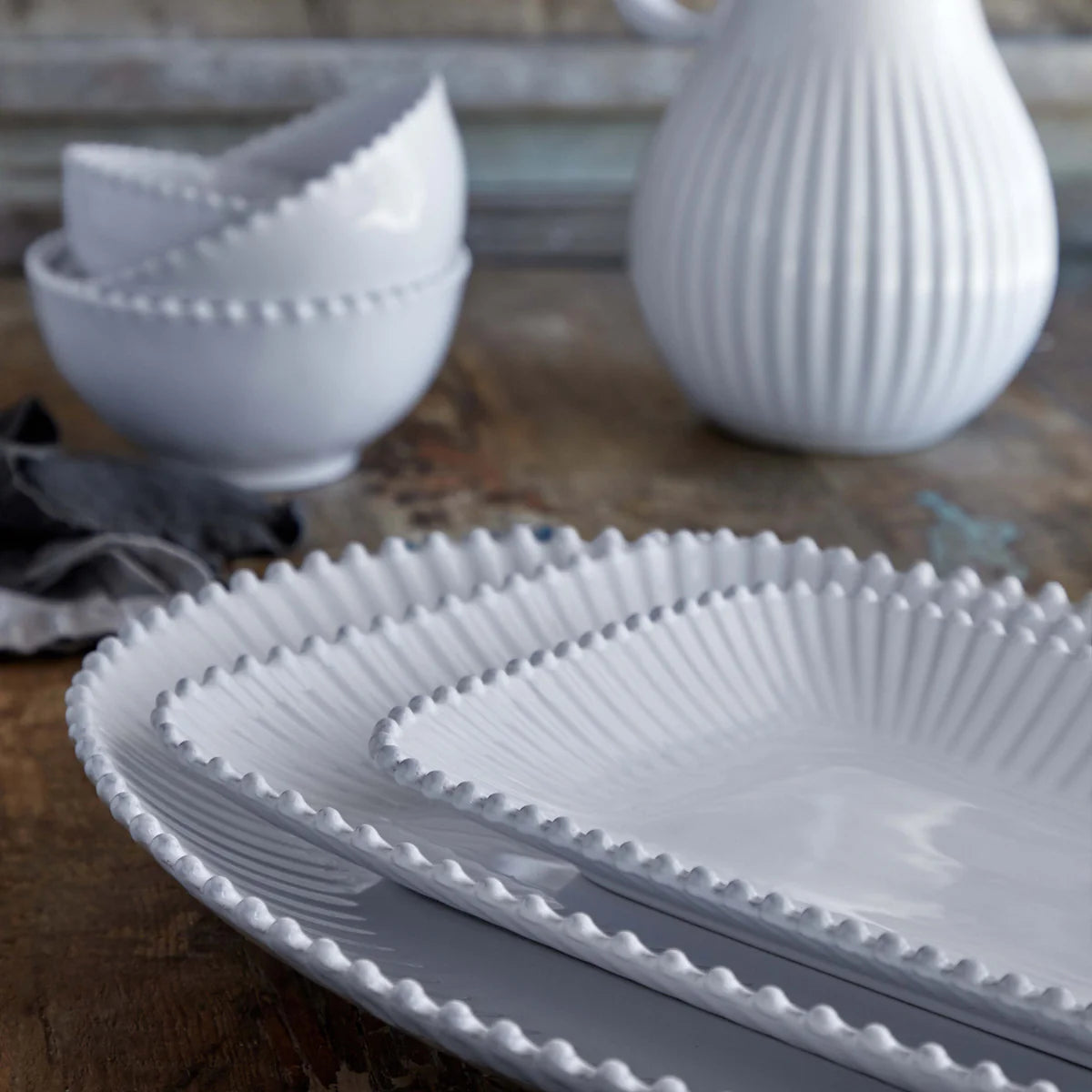 Pearl White Oval Platter 20"