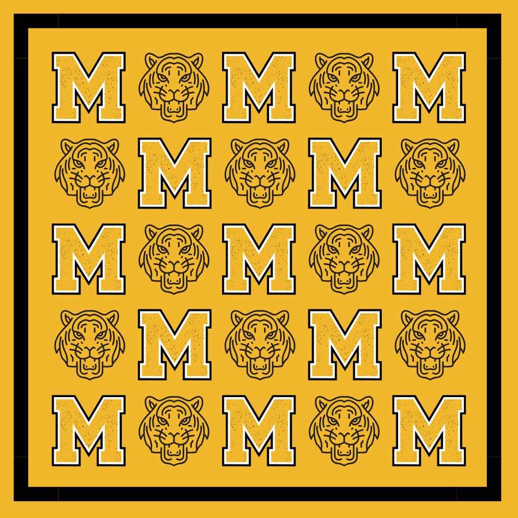 Gameday Bandana Scarf in Gold & Black (3 PRINTS)  