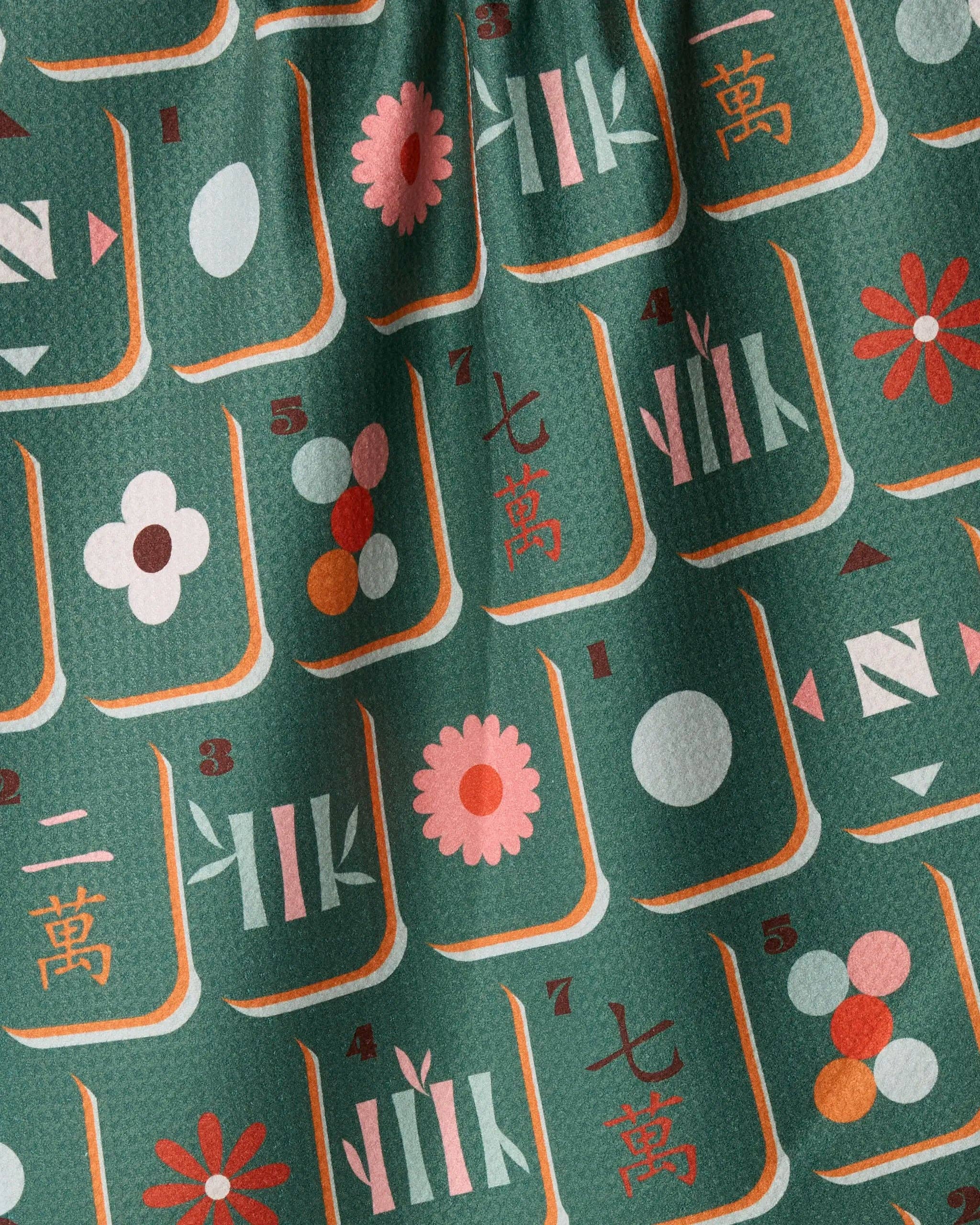 Moss Tile Toss Tea Towel - Mahjong