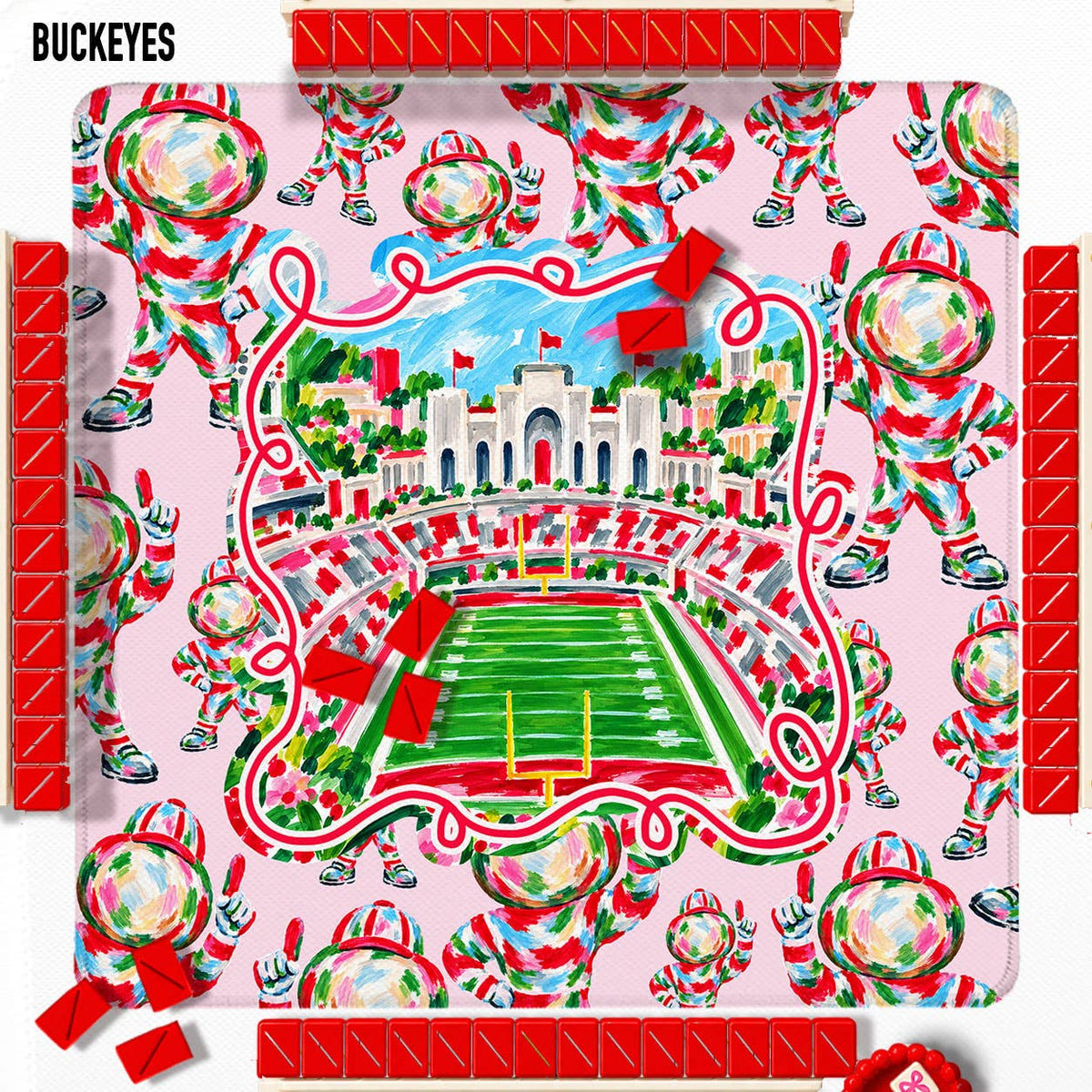 Mahjong Mat 31", Football, Elephant, Bulldog, Rebel, Tigers