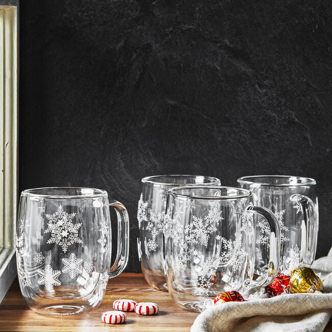 Sorrento Snowflake Coffee Mug Set/4 12oz.