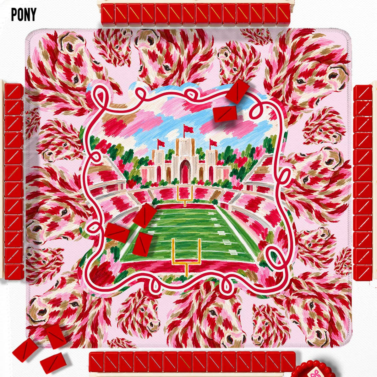 Mahjong Mat 31", Football, Elephant, Bulldog, Rebel, Tigers