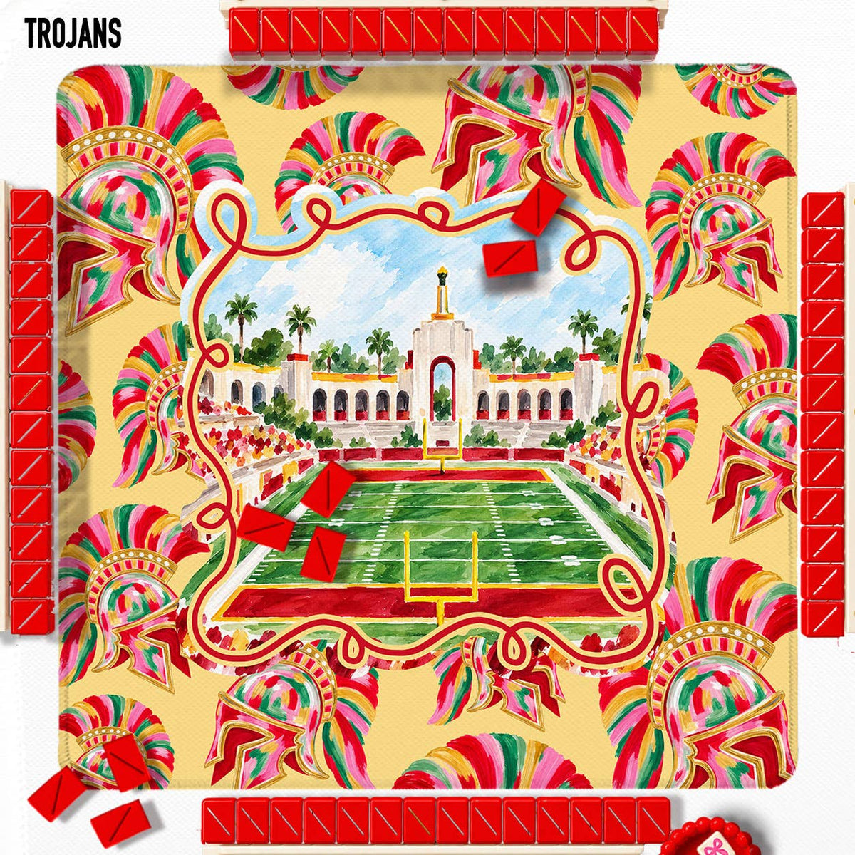 Mahjong Mat 31", Football, Elephant, Bulldog, Rebel, Tigers