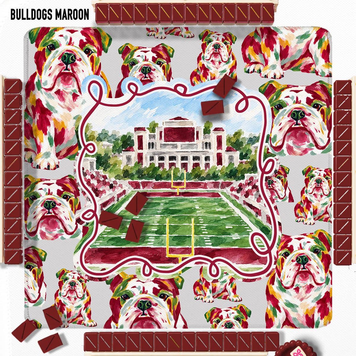 Mahjong Mat 31", Football, Elephant, Bulldog, Rebel, Tigers