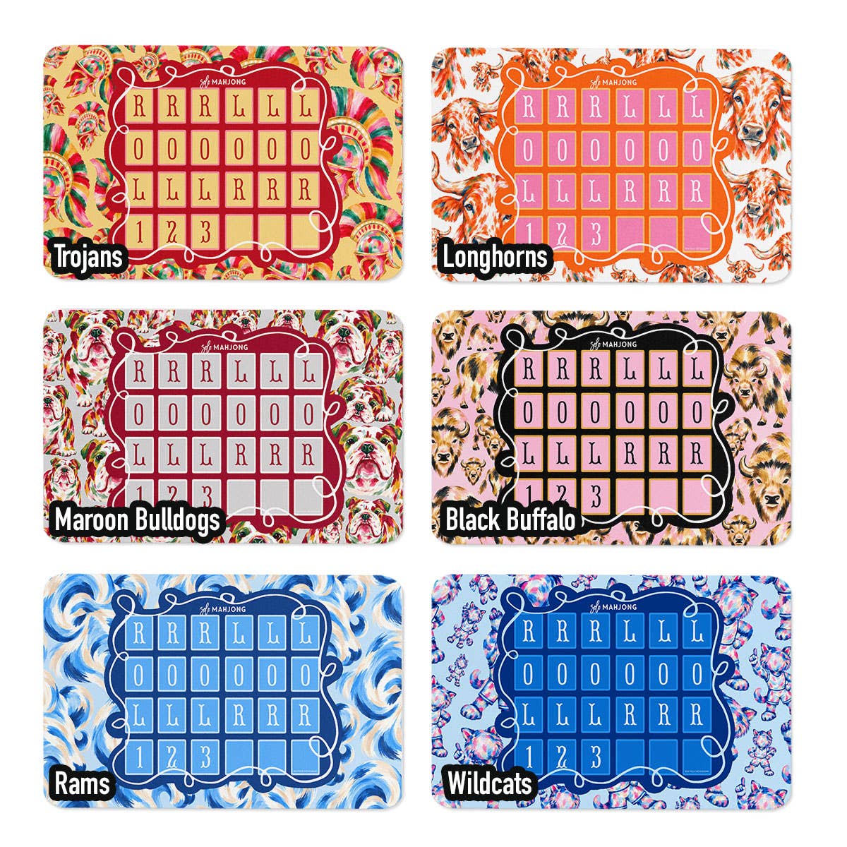 Mahjong Solo Practice Mats, Neoprene, Mix-n-Match Football