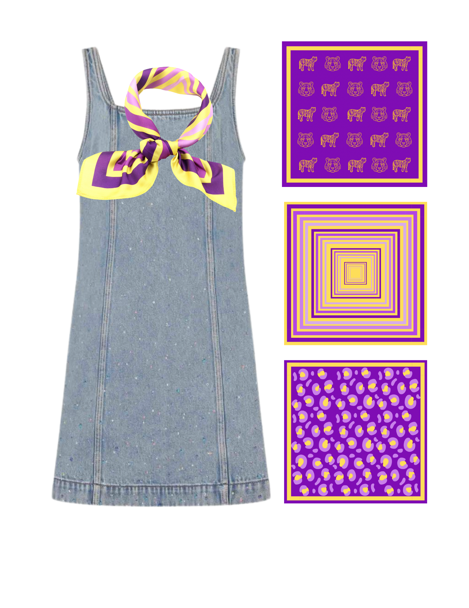 Gameday Bandana Scarf in Purple & Gold (3 PRINTS)  