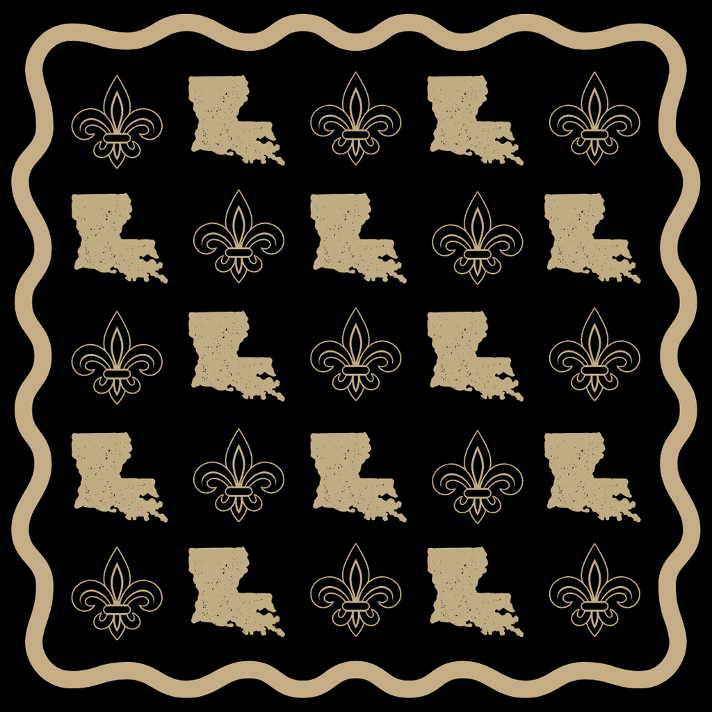 Gameday Bandana Scarf in Black & Old Gold (3 PRINTS)