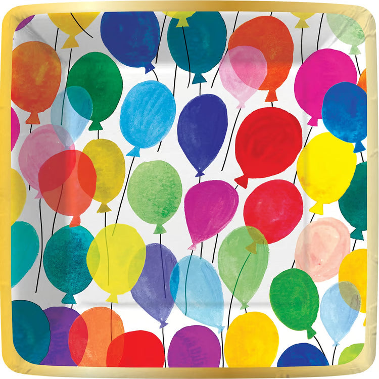 Balloon Bash Square Dessert Plate