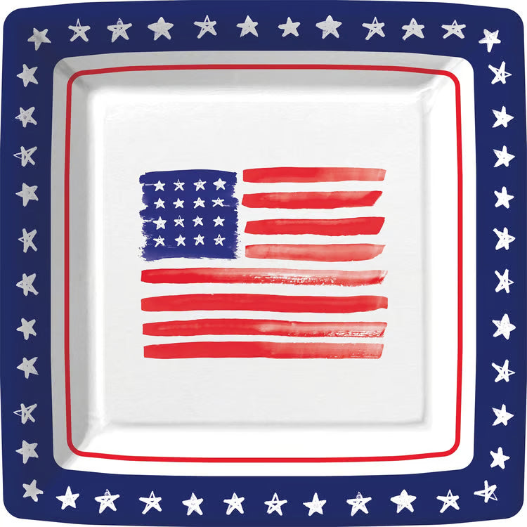 Star Spangled Square Paper Dinner Plate
