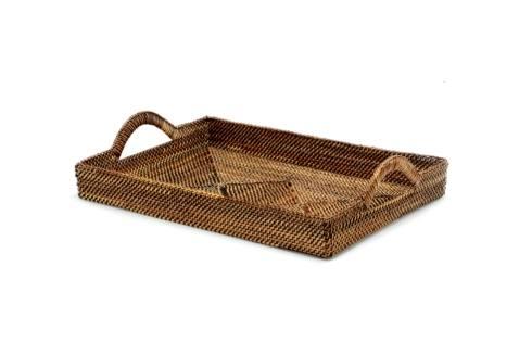 Handwoven Rectangular Serving Tray with Slanted Sides