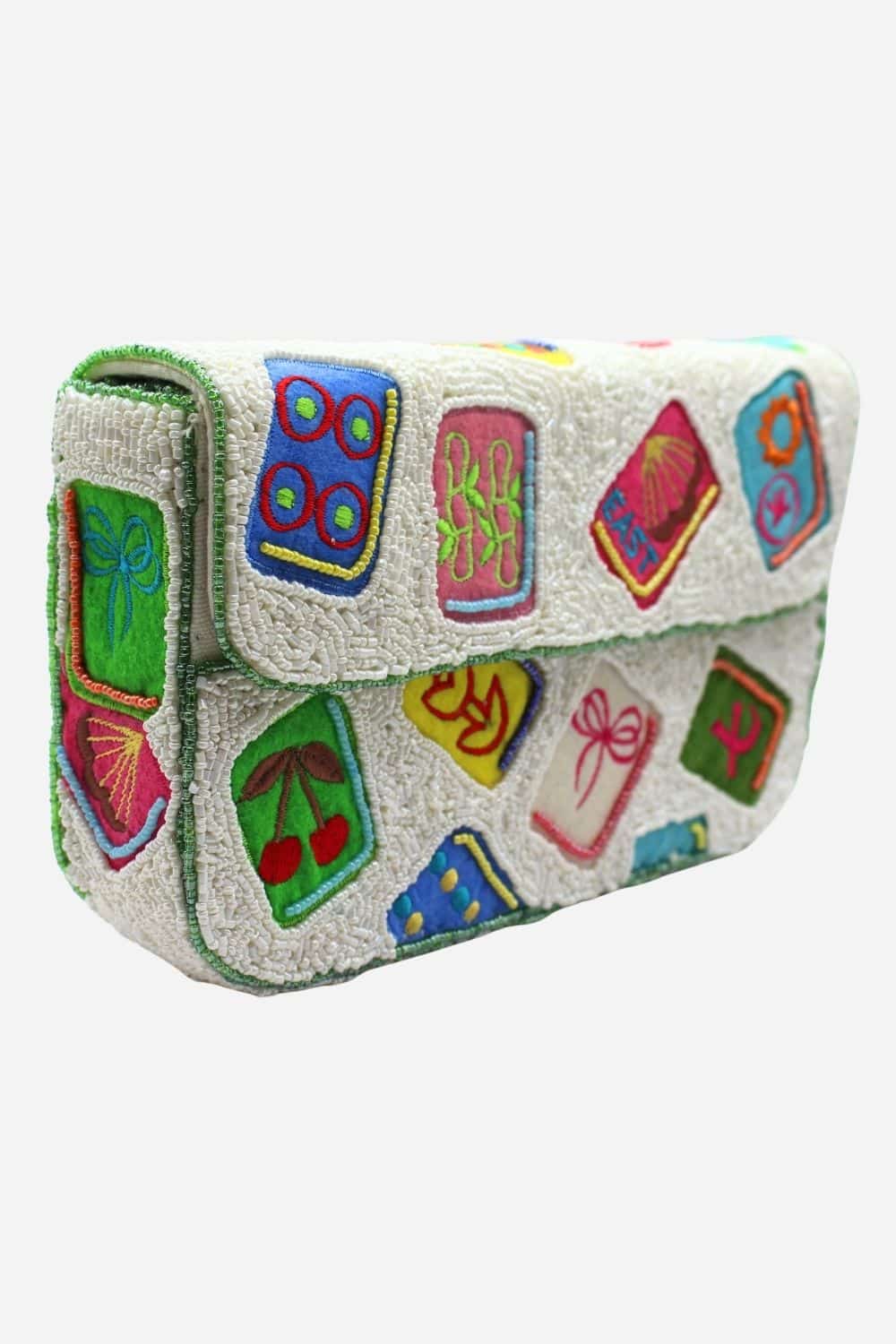 Mahjong Tile Beaded Shoulder Bag