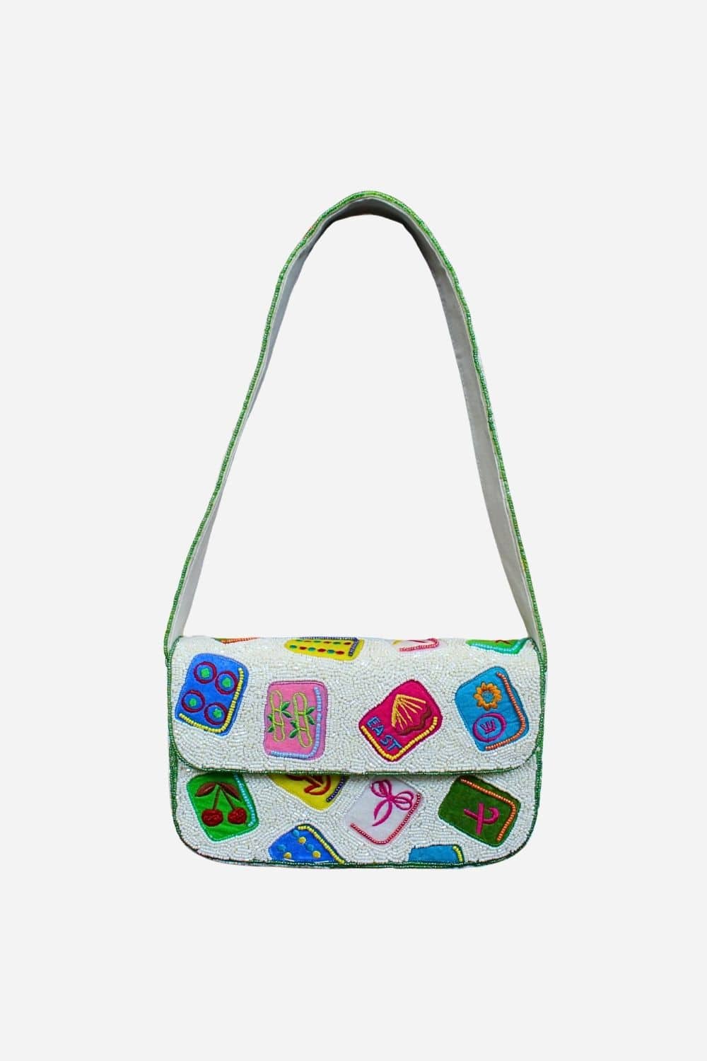 Mahjong Tile Beaded Shoulder Bag