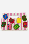 Mahjong Tile Striped Beaded Clutch