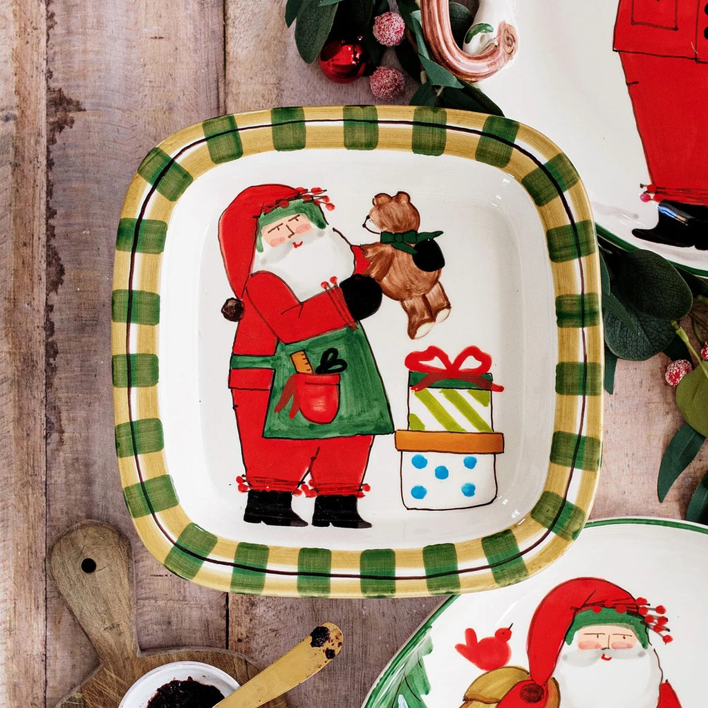 OSN Small Rimmed Square Platter with Teddy Bear