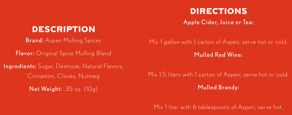 Aspen Mulling Spice - Single Serving