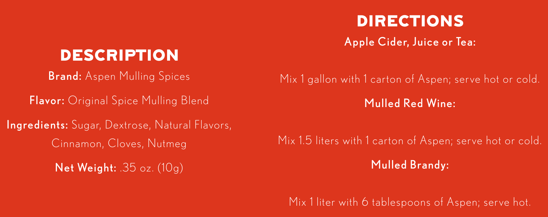 Aspen Mulling Spice - Single Serving