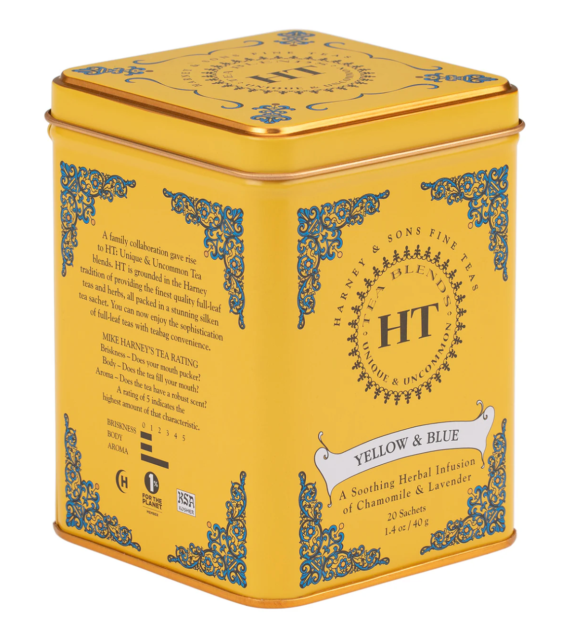 Tin of 20 Sachets: Yellow & Blue