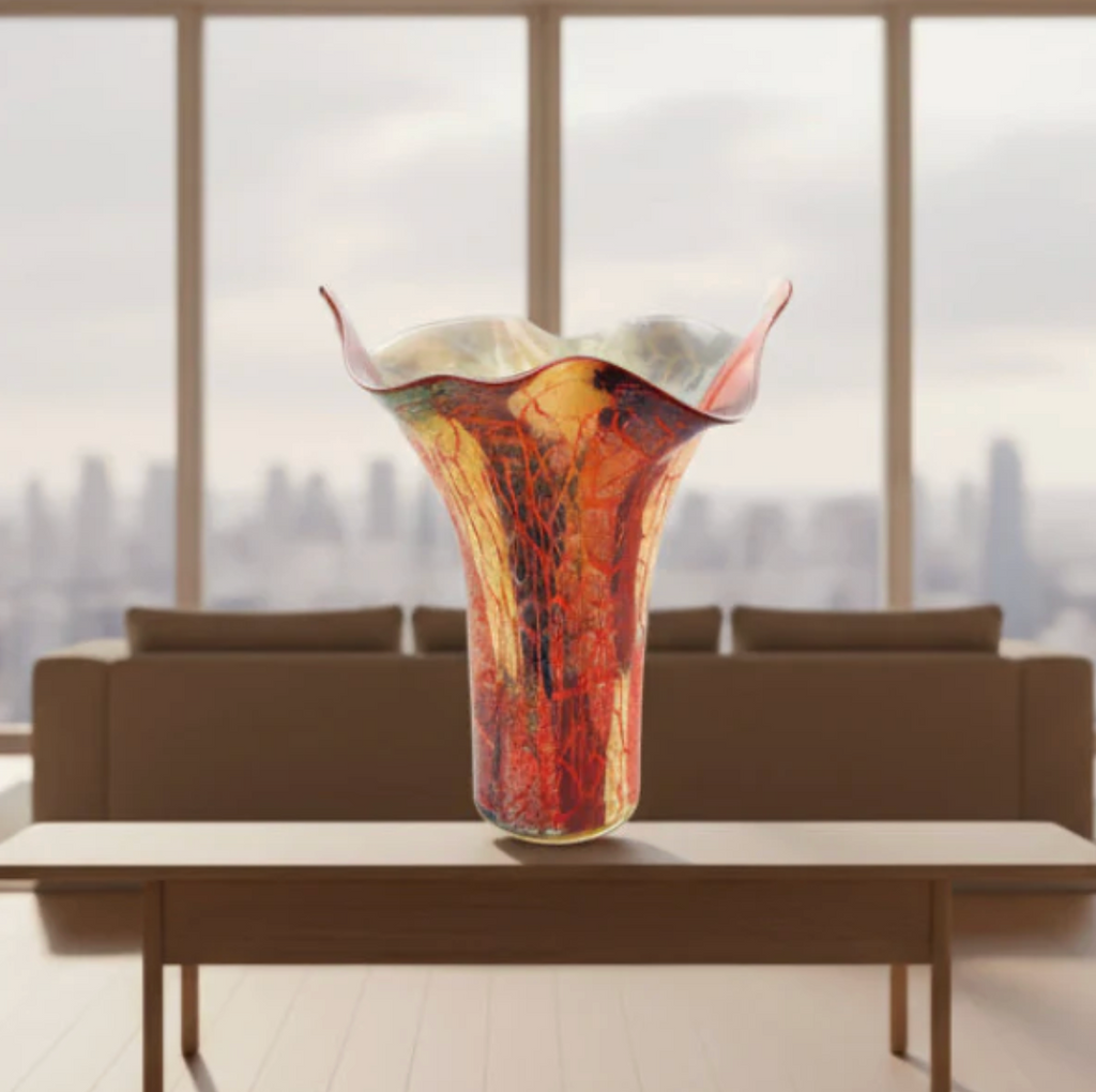 Firestorm Murano Style Vase