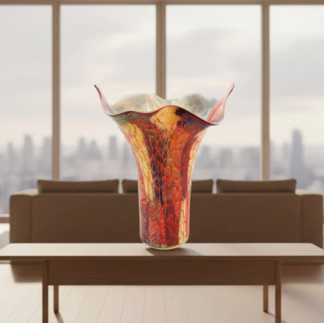 Firestorm Murano Style Vase