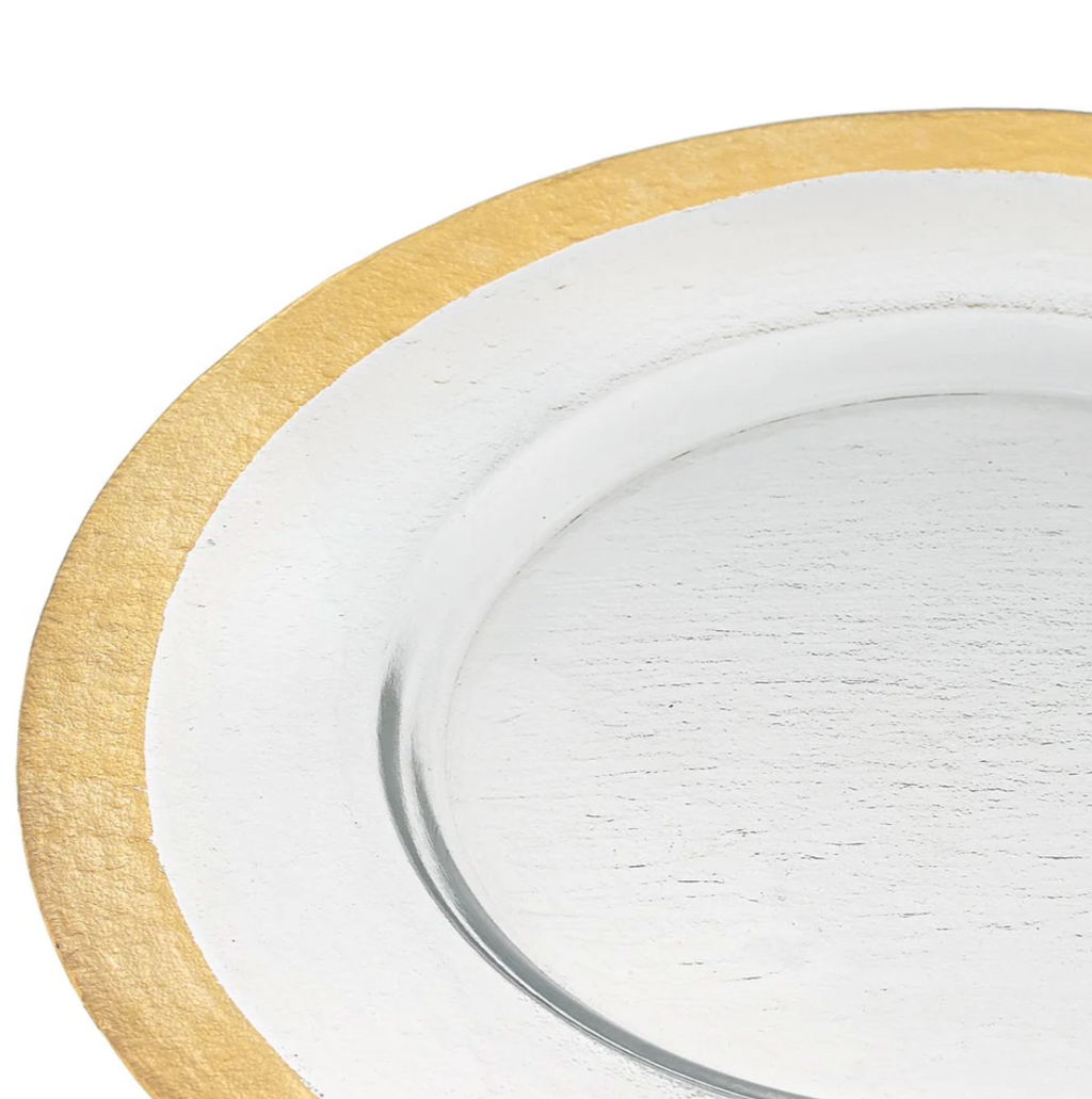 Gold Border Round 13 ” Glass Charger Plate