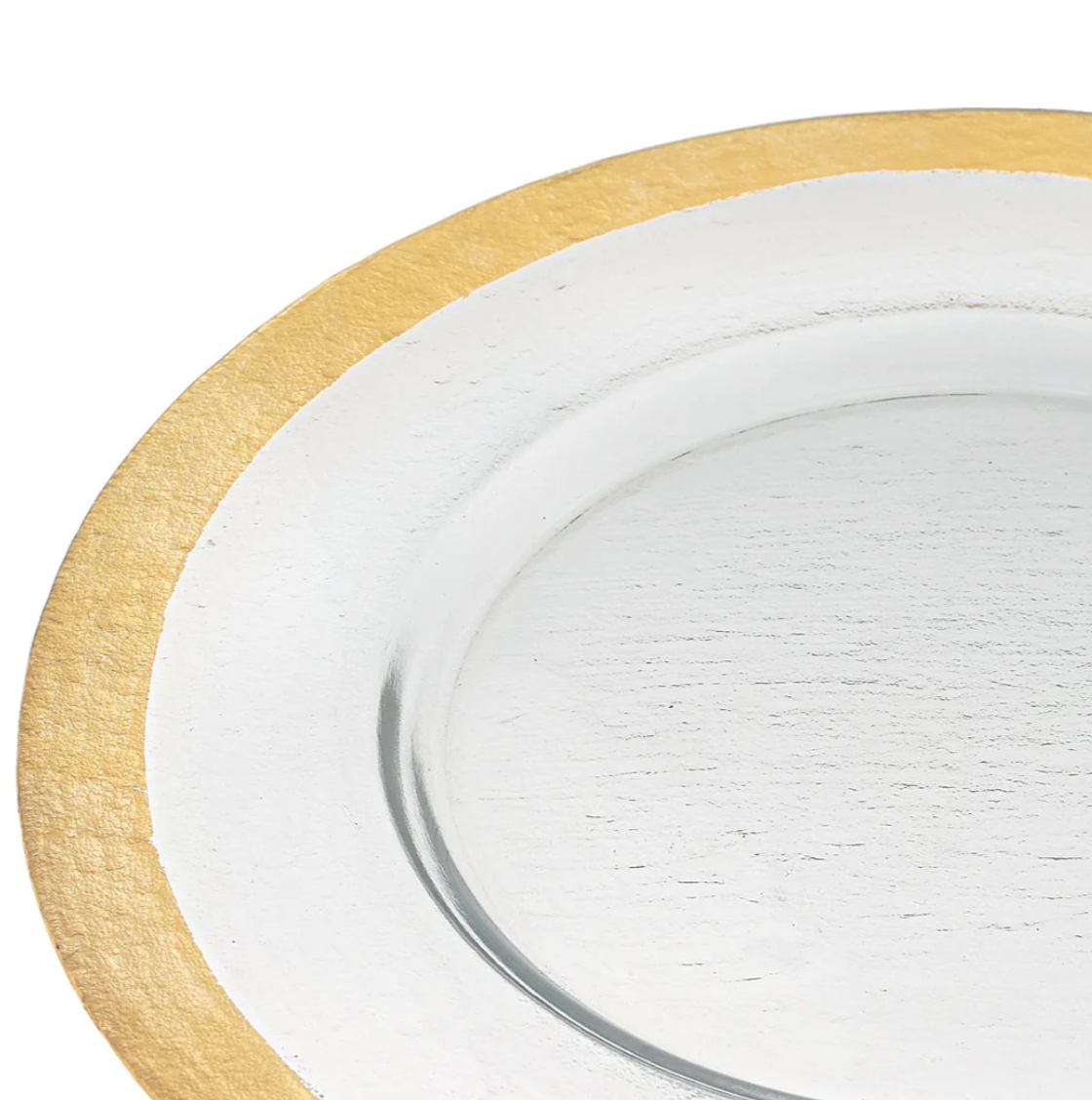 Gold Border Round 13 ” Glass Charger Plate