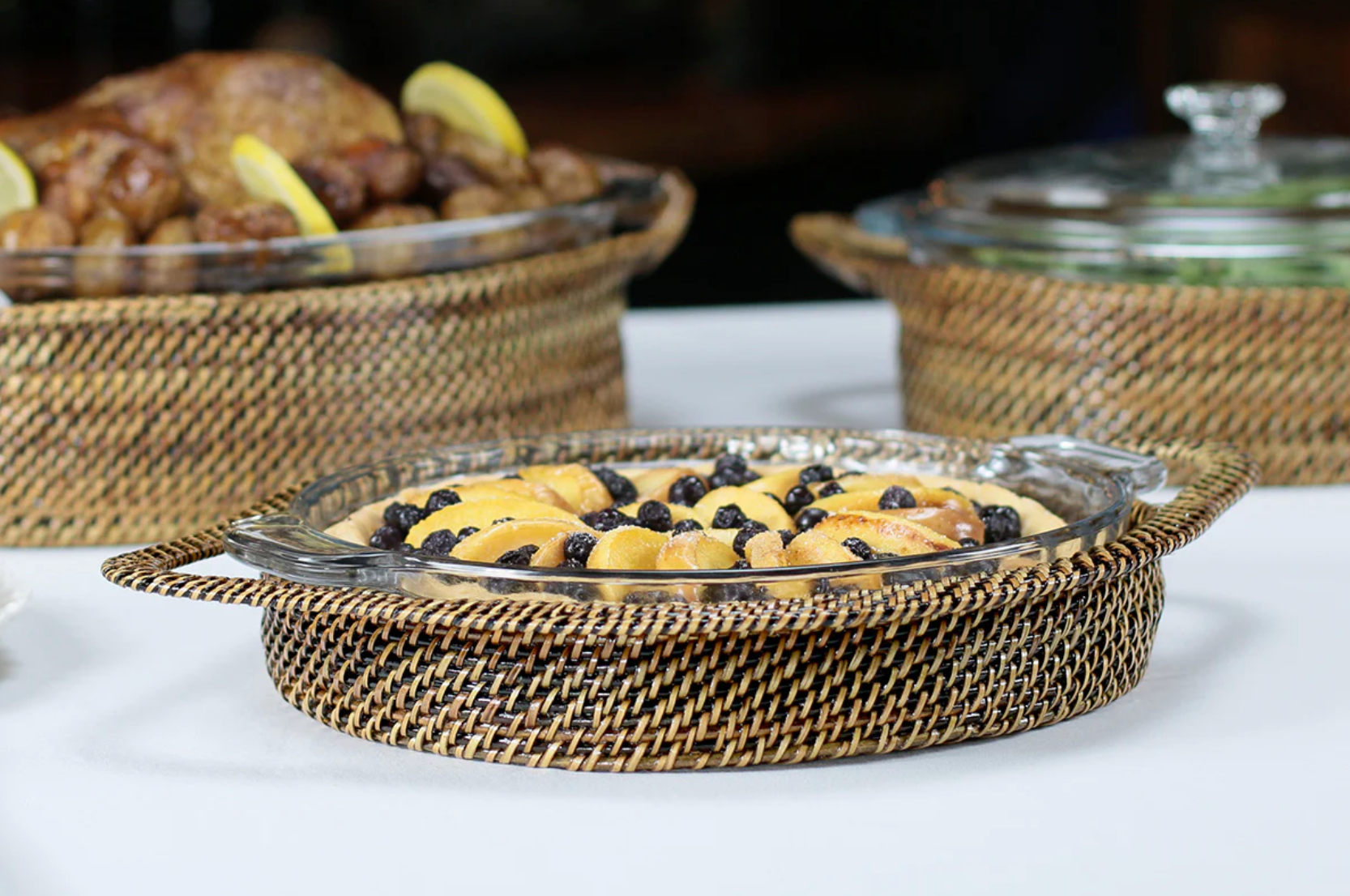 Round Pie Plate Basket with Anchor Pie Dish